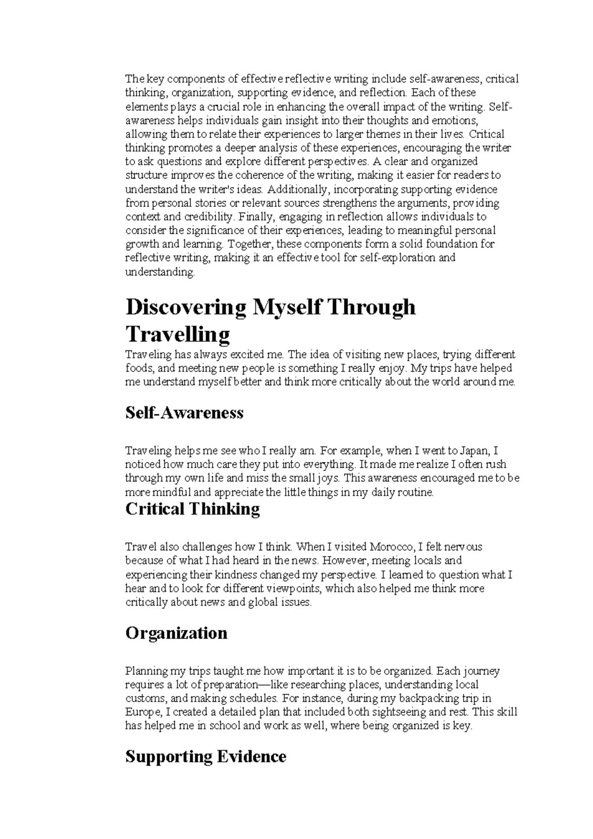 UNT 5 - Lecture Notes on Effective Reflective Writing Components - Studocu