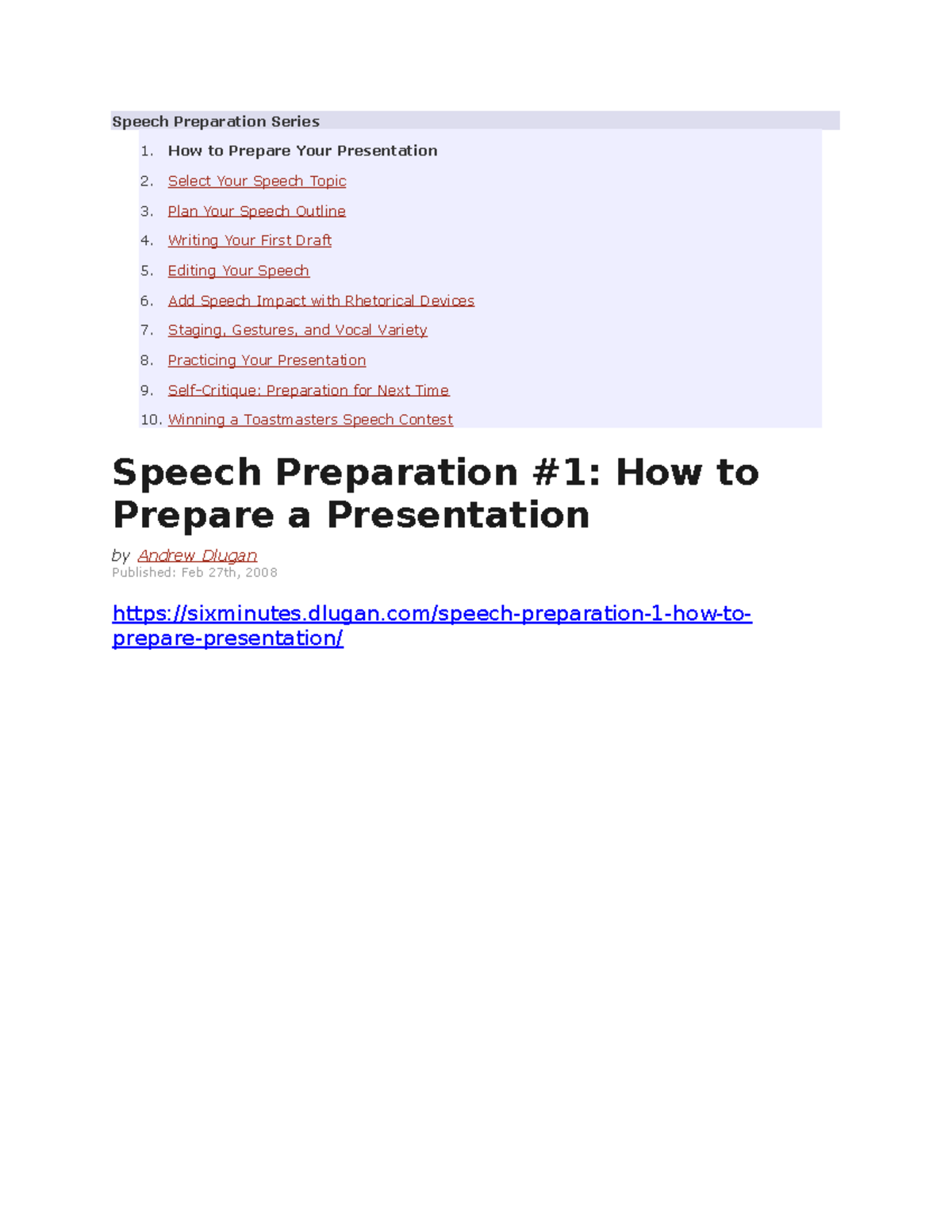 Speech Preparation Series #1: How to Prepare Your Presentation - Studocu