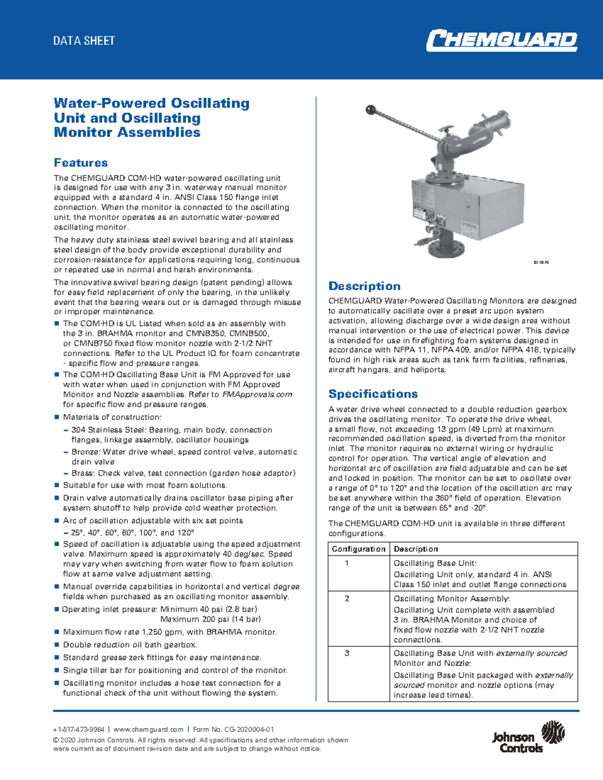 CG-202000 4-01: Chemguard Oscillating Monitor Assembly Features and ...