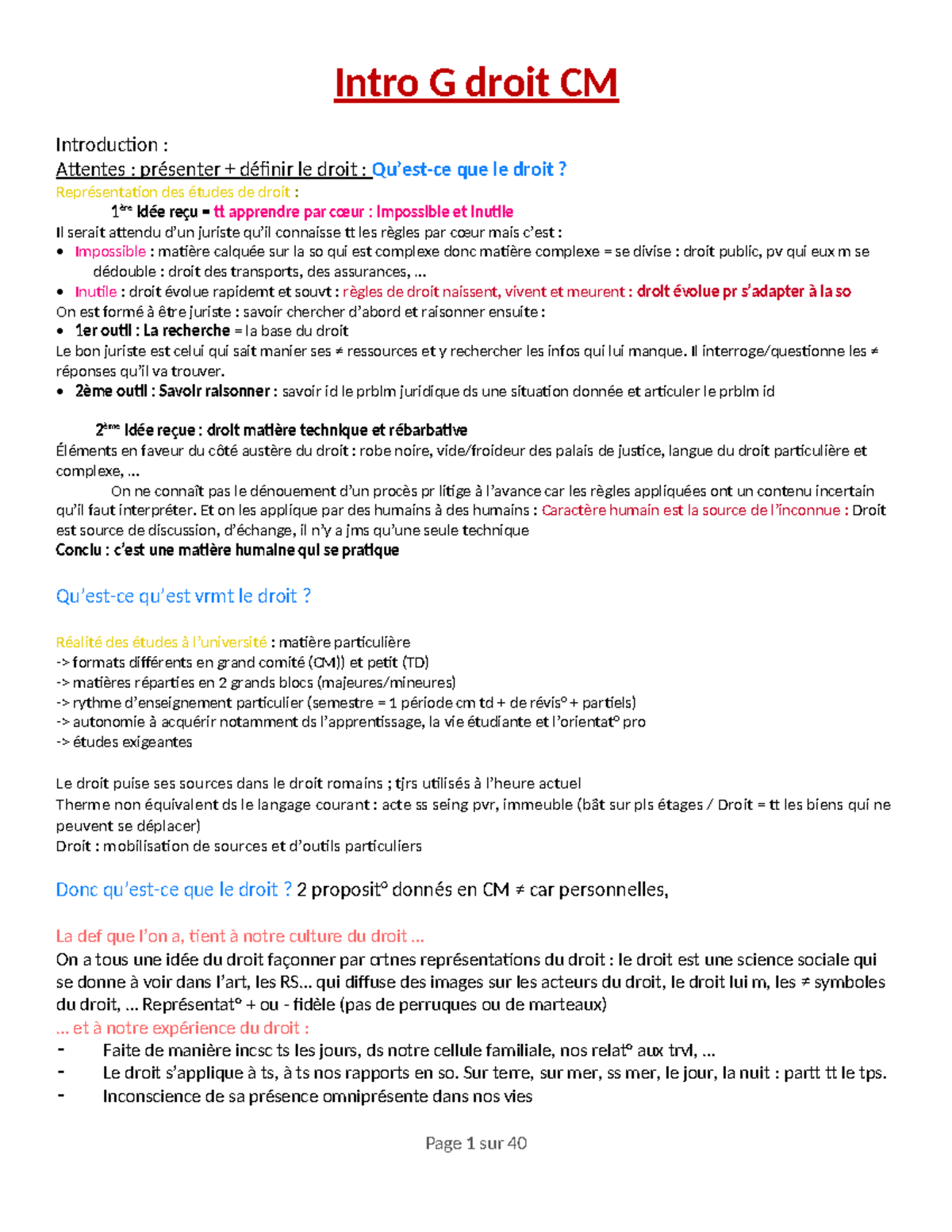 Introduction au Droit : Concepts et Perspectives (DROIT101 CM) - Studocu