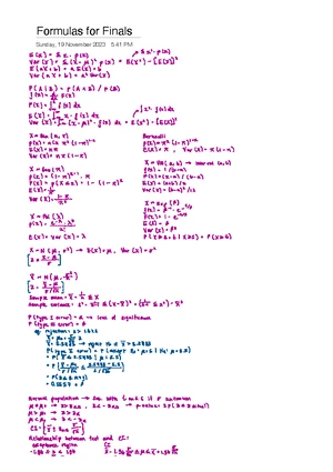Statistics Cheat Sheet - Summary of Intro to Statistical Theory - Studocu