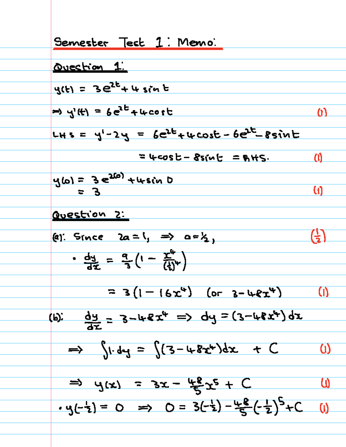 2024 Semester Test 1 Memo - WTW 162 Analysis and Solutions - Studocu