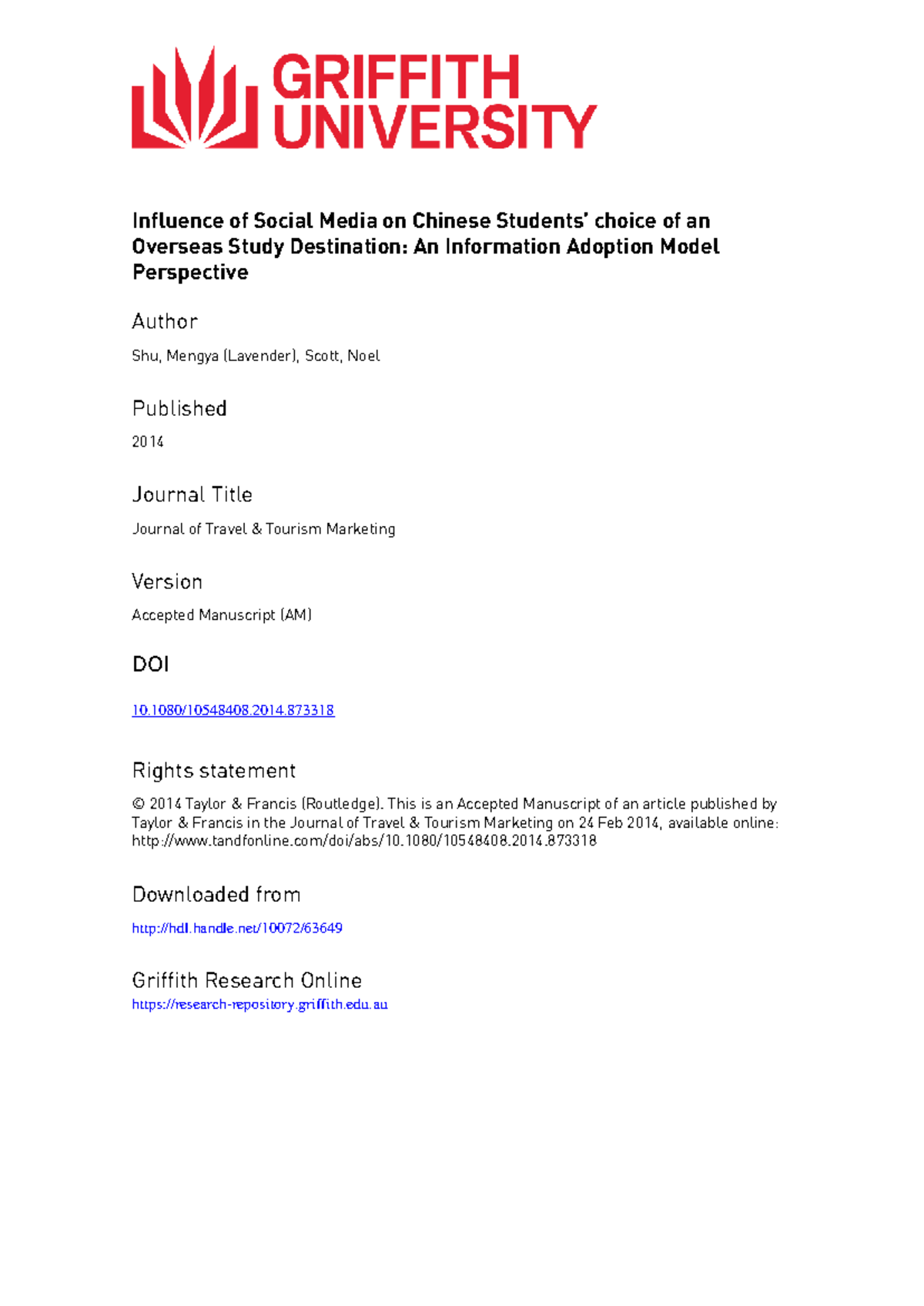 Influence of Social Media on Chinese Students' Overseas Study Choices ...