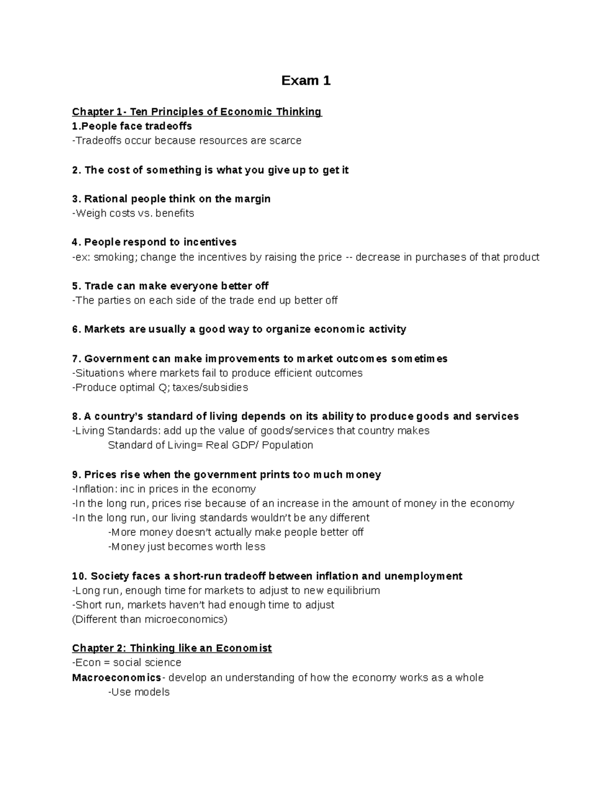 ECON 203 Exam 1 - Midterm Practice Qs & Summary of Key Concepts - Studocu