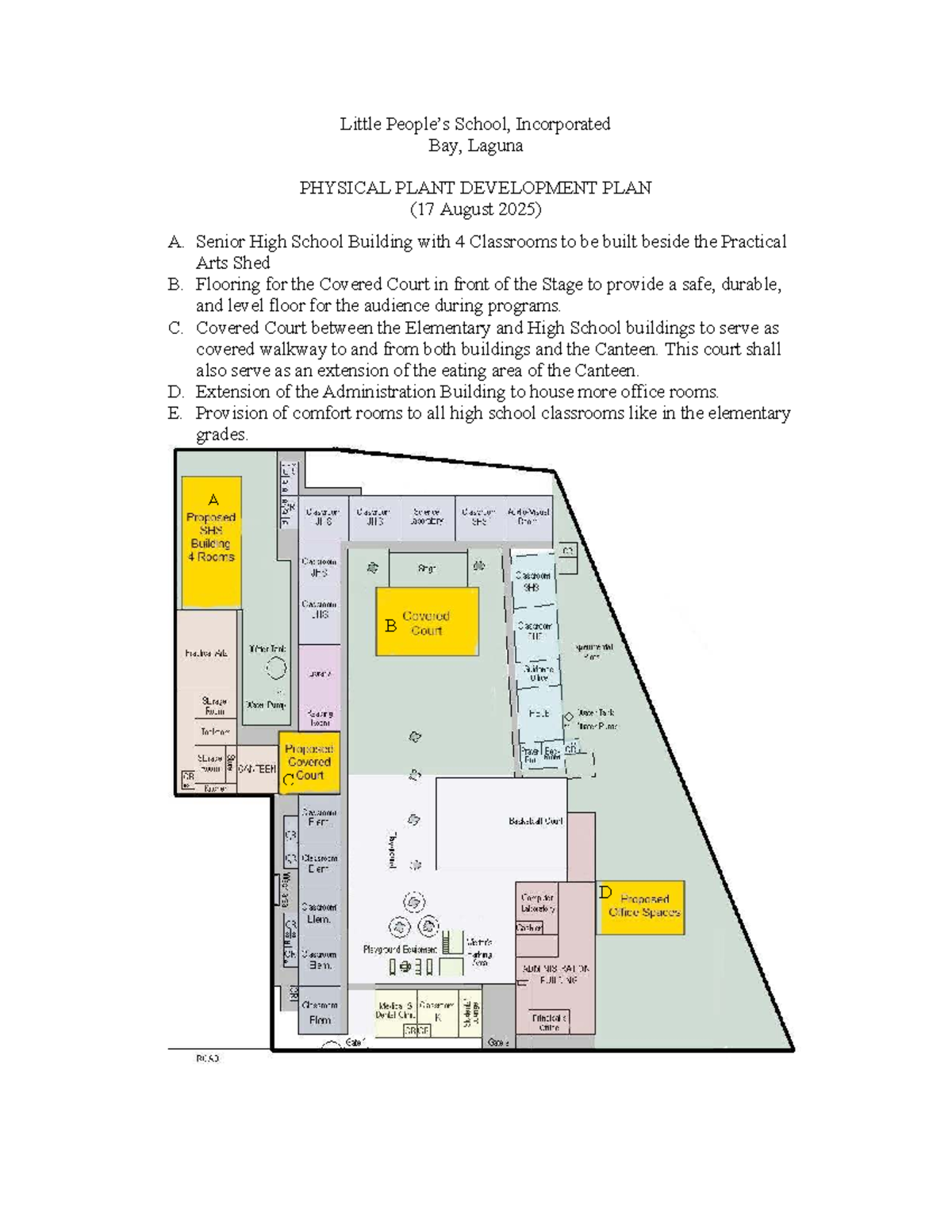 Physical Plant Development Plan (2025-2026) for Little School - Studocu