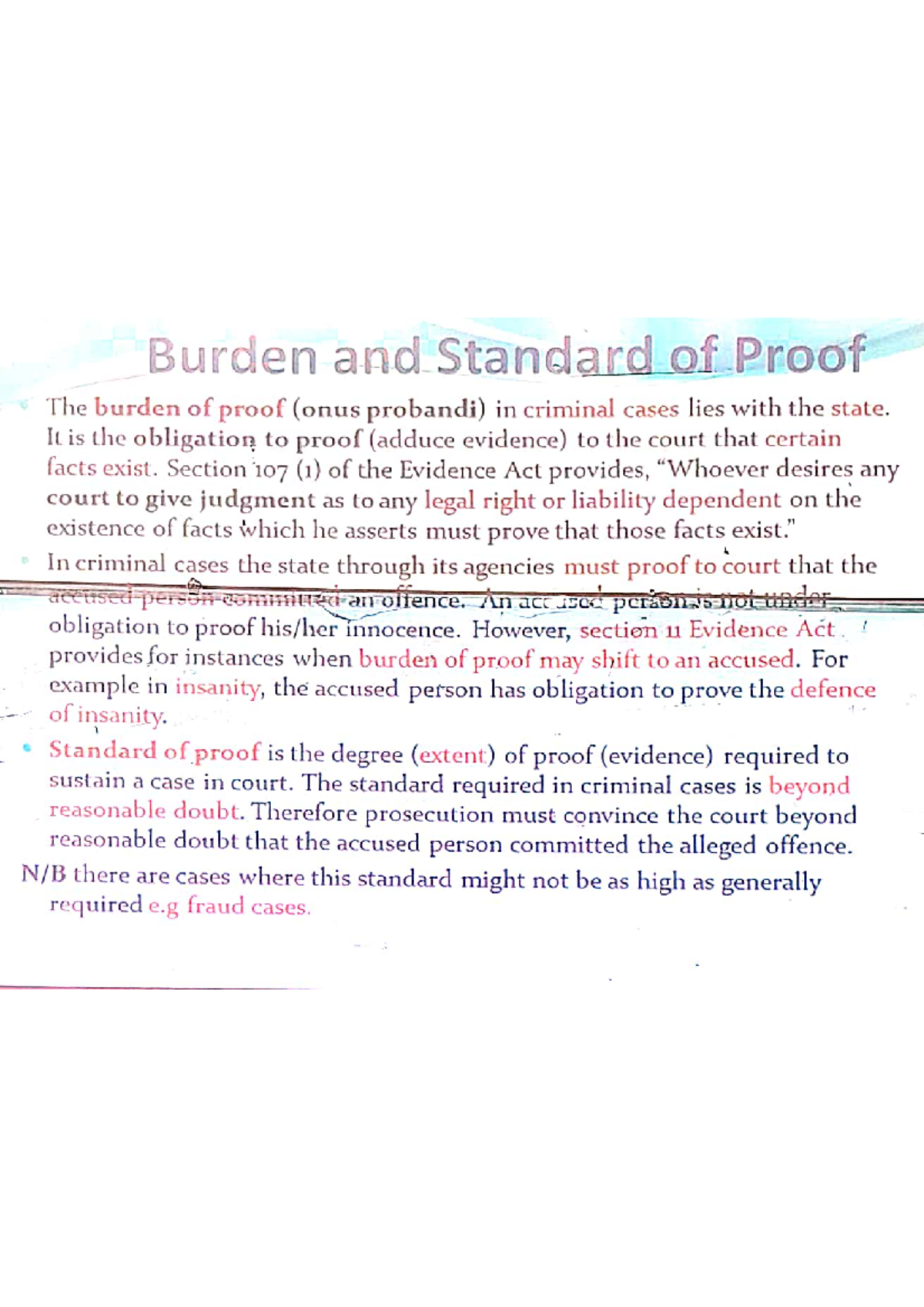 Criminal Law - Burden & Standard of Proof Explained - Studocu