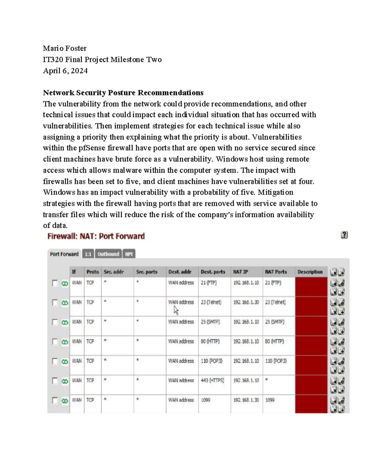 IT320 Final Project Milestone 2: Network Security Recommendations - Studocu