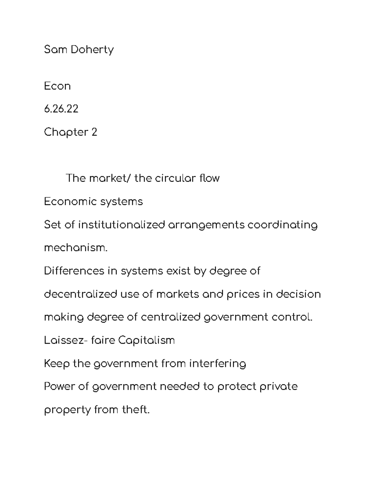 Econ 6.26: Chapter 2 Notes on Market & Economic Systems - Studocu