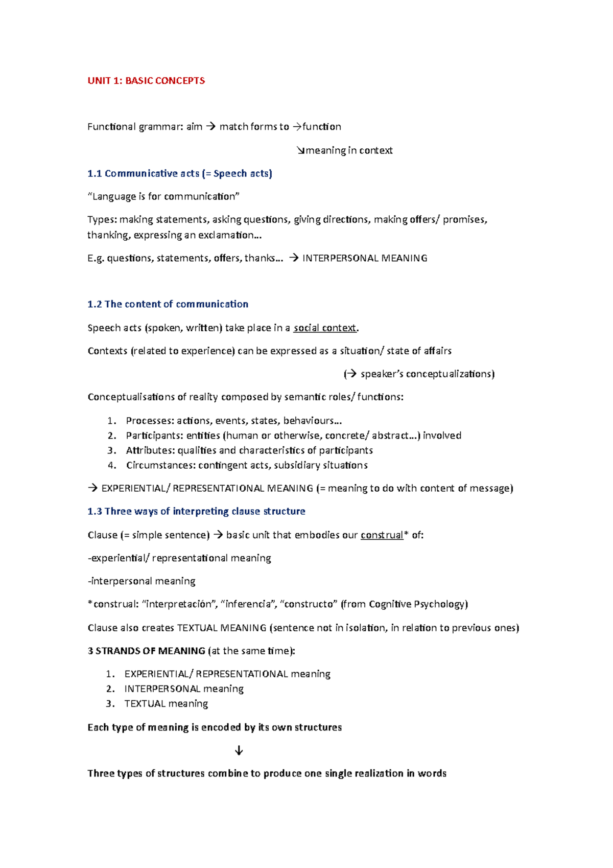 UNIT 1: Basic Concepts of English Grammar - Lecture Notes - Studocu
