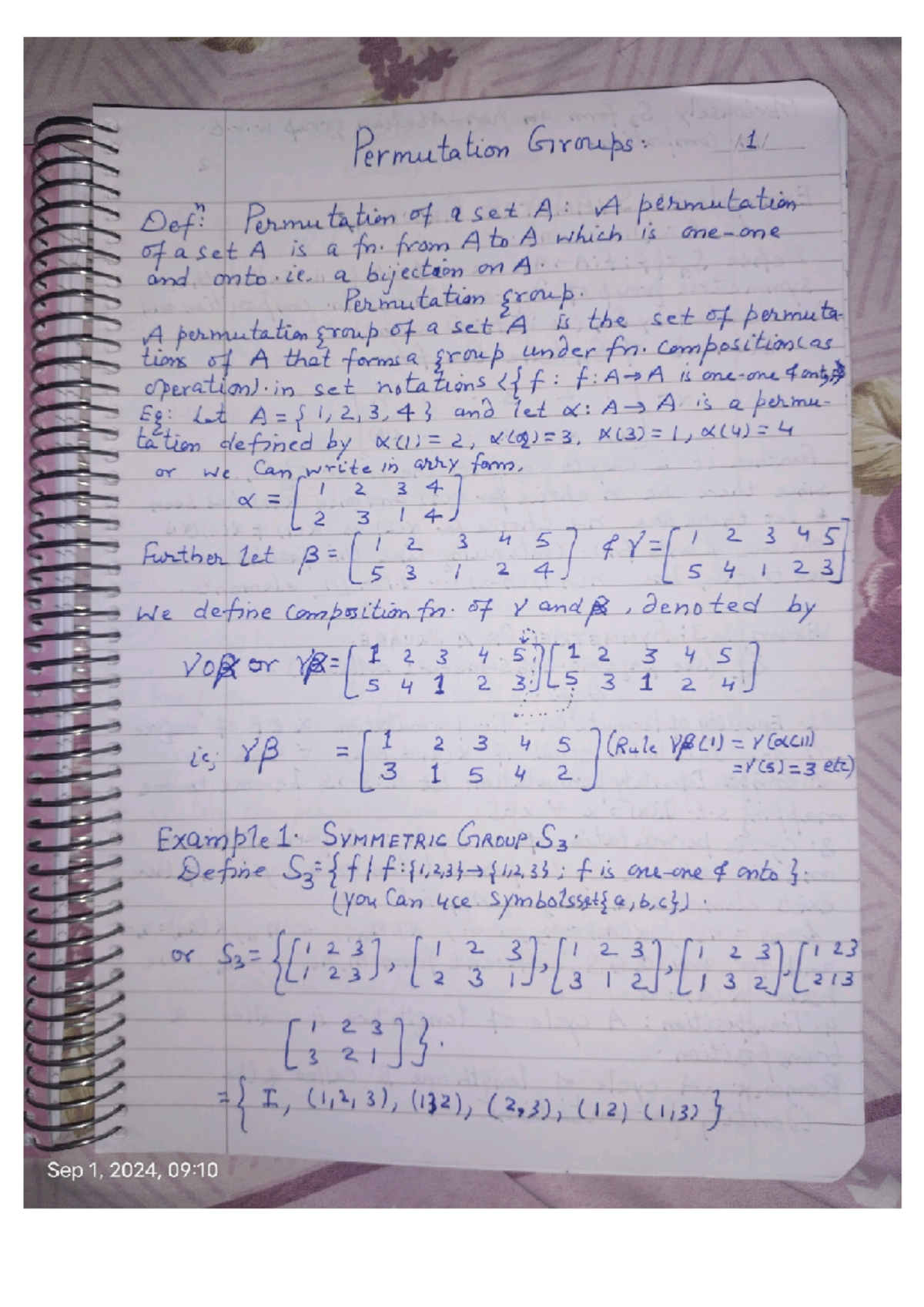 Permutation Groups - from A to A which is and onto ie a bejection on A ...