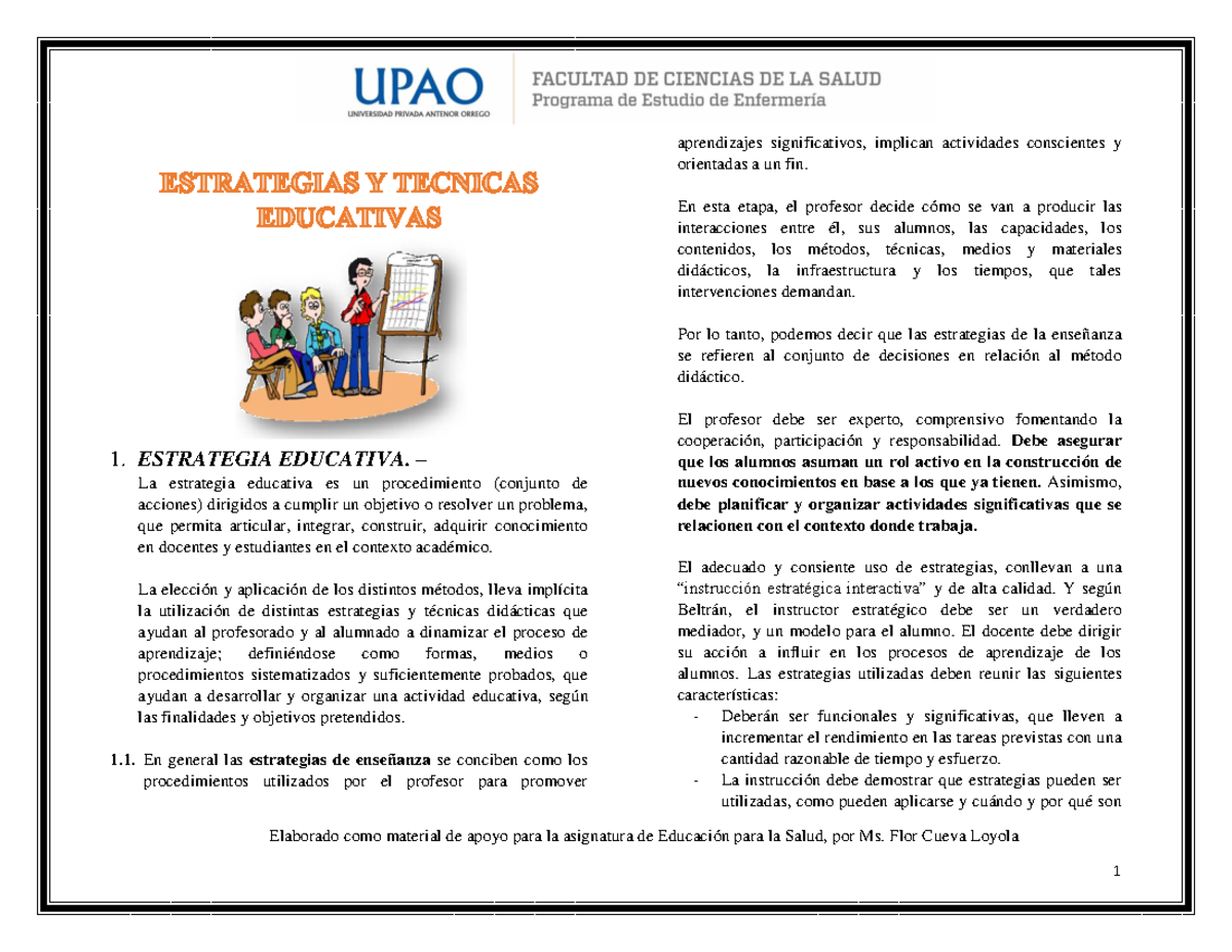 TA 01 Estrategias y Técnicas Educativas en Educación para la Salud - Document Preview