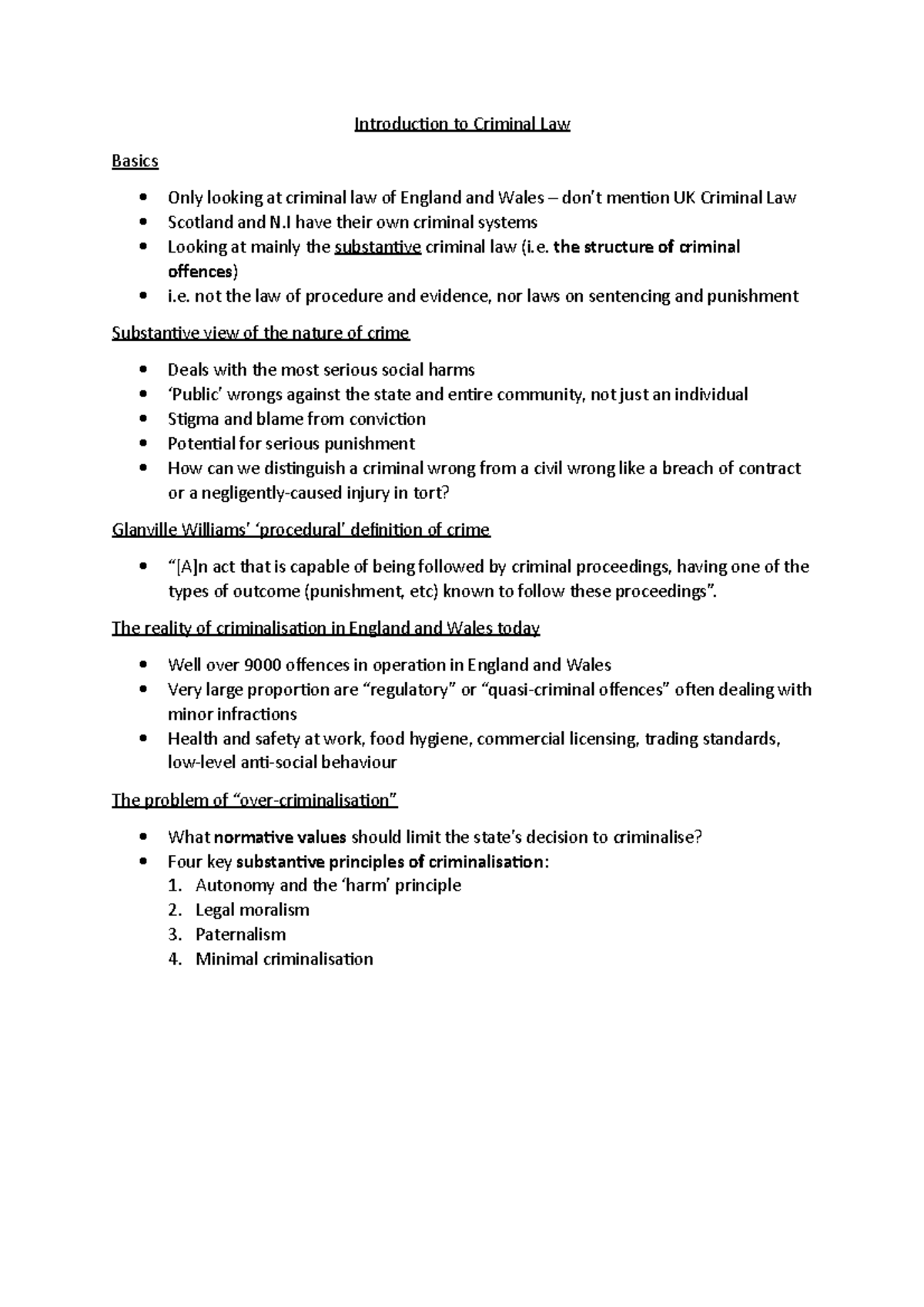 1 - Criminal Law - Introduction to Criminal Law Basics Only looking at ...