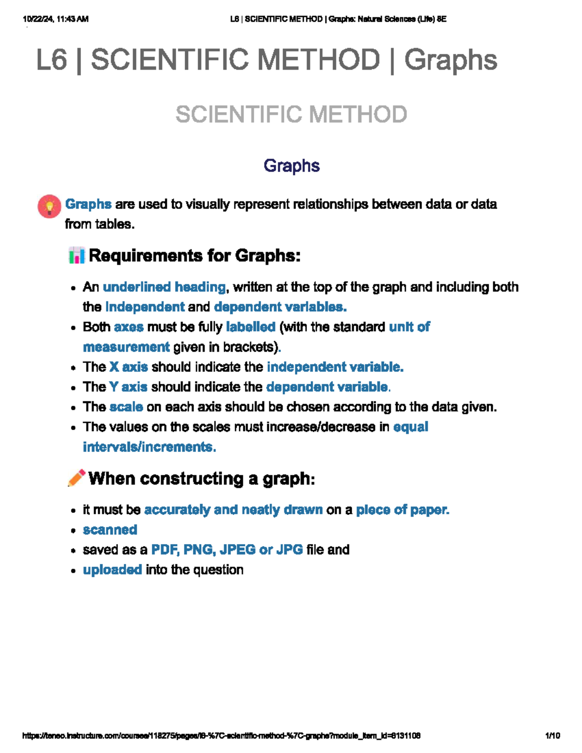 L6 SCIENTIFIC METHOD: Graphs in Natural Sciences (Life) 8E Guide - Studocu