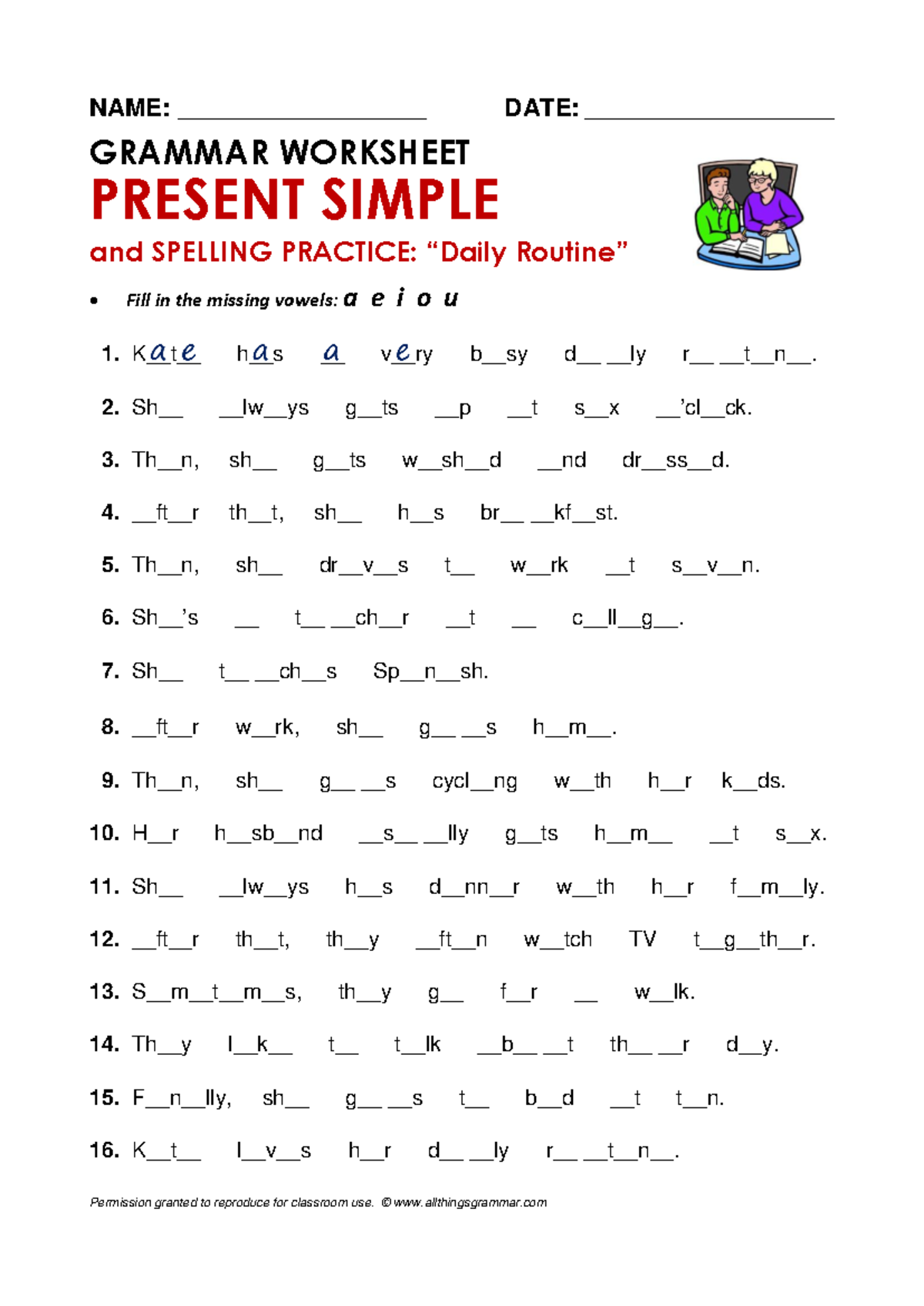 Simple Present Classwork: Grammar & Spelling Practice - Studocu