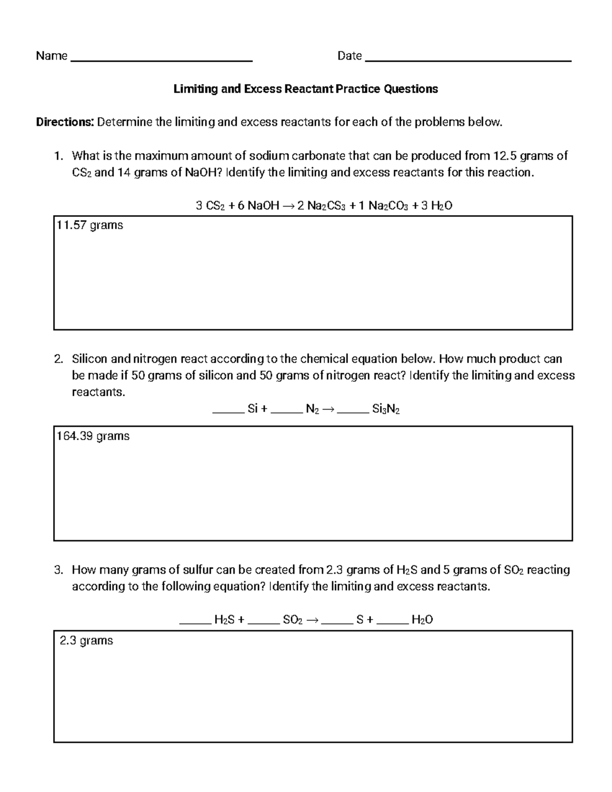 Limiting+and+Excess+Reactant+Practice+v2 - Name Date Limiting and ...