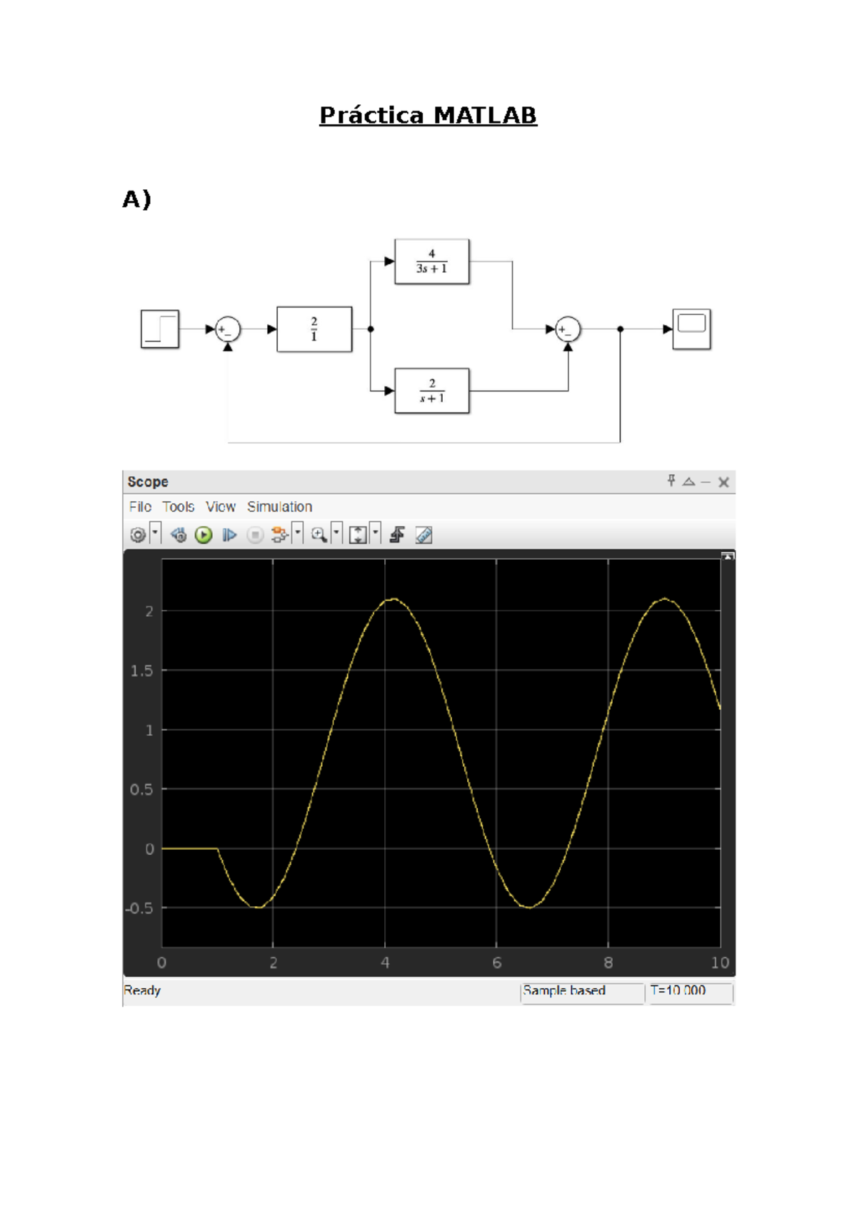 Práctica de Simulación con MATLAB y Simulink - Taller 2023 - Studocu