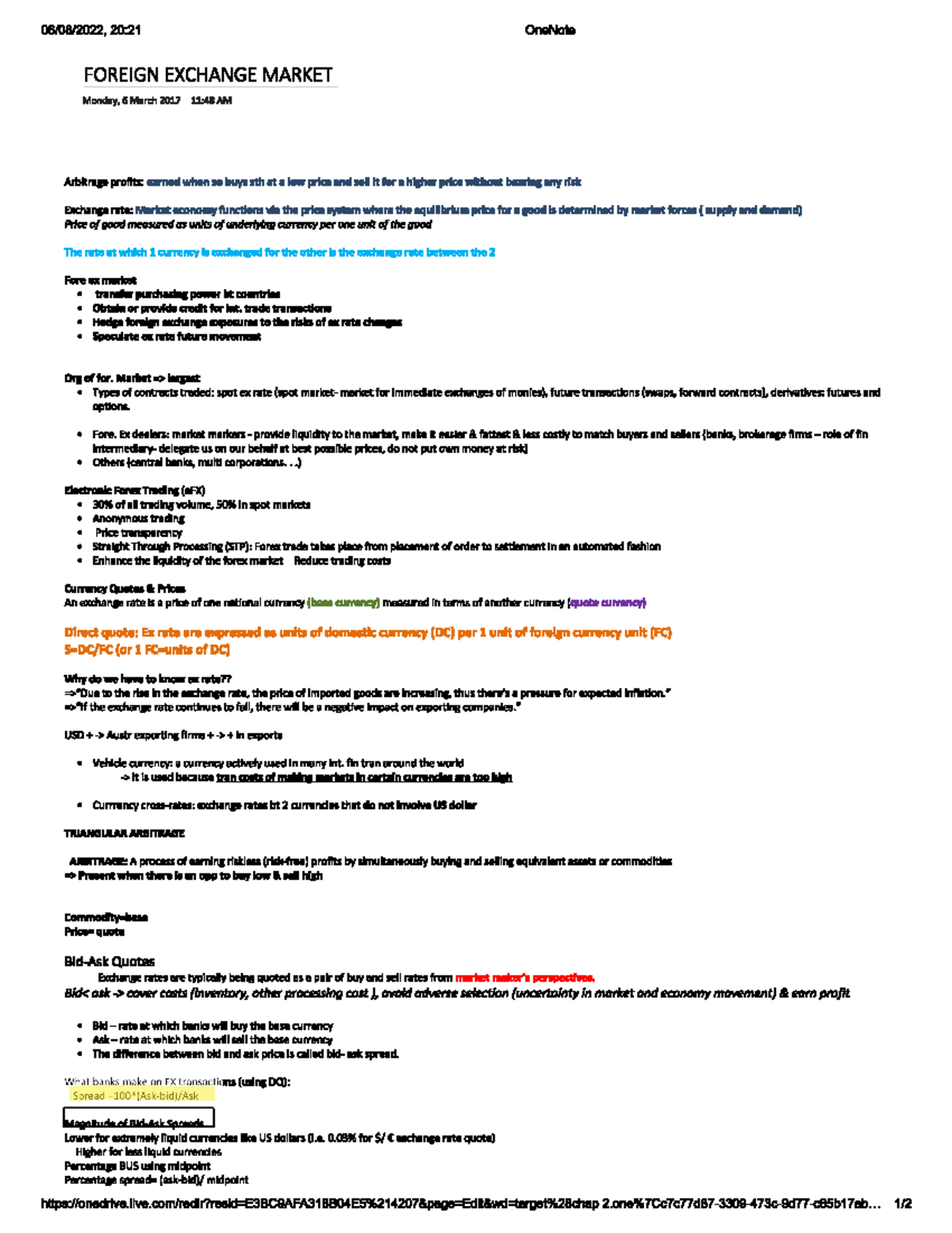 FIN241 Week 2 Lecture Notes - Overview of Foreign Exchange Market - Studocu
