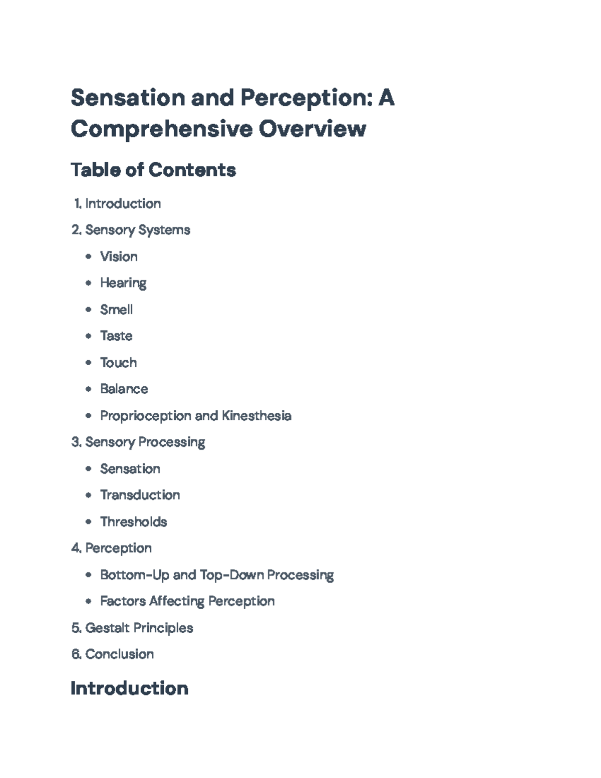 Sensation and Perception: A Comprehensive Overview (PSY 101 ...