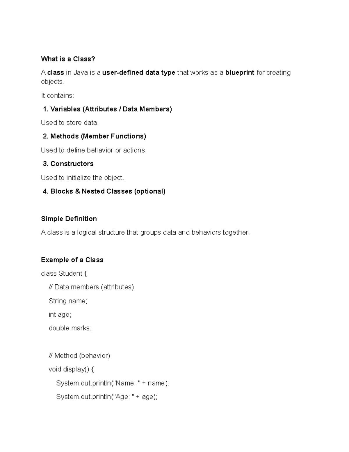 Java OOP Concepts: Classes, Objects, and Inheritance (Part 6) - Studocu