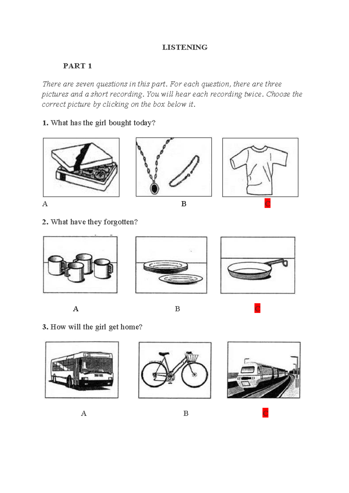Listening and Reading Test 2: Practice Questions and Answers - Studocu