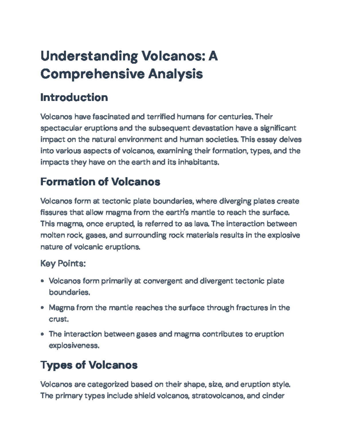 Understanding Volcanos: Formation, Types, and Impacts (Final Exam ...