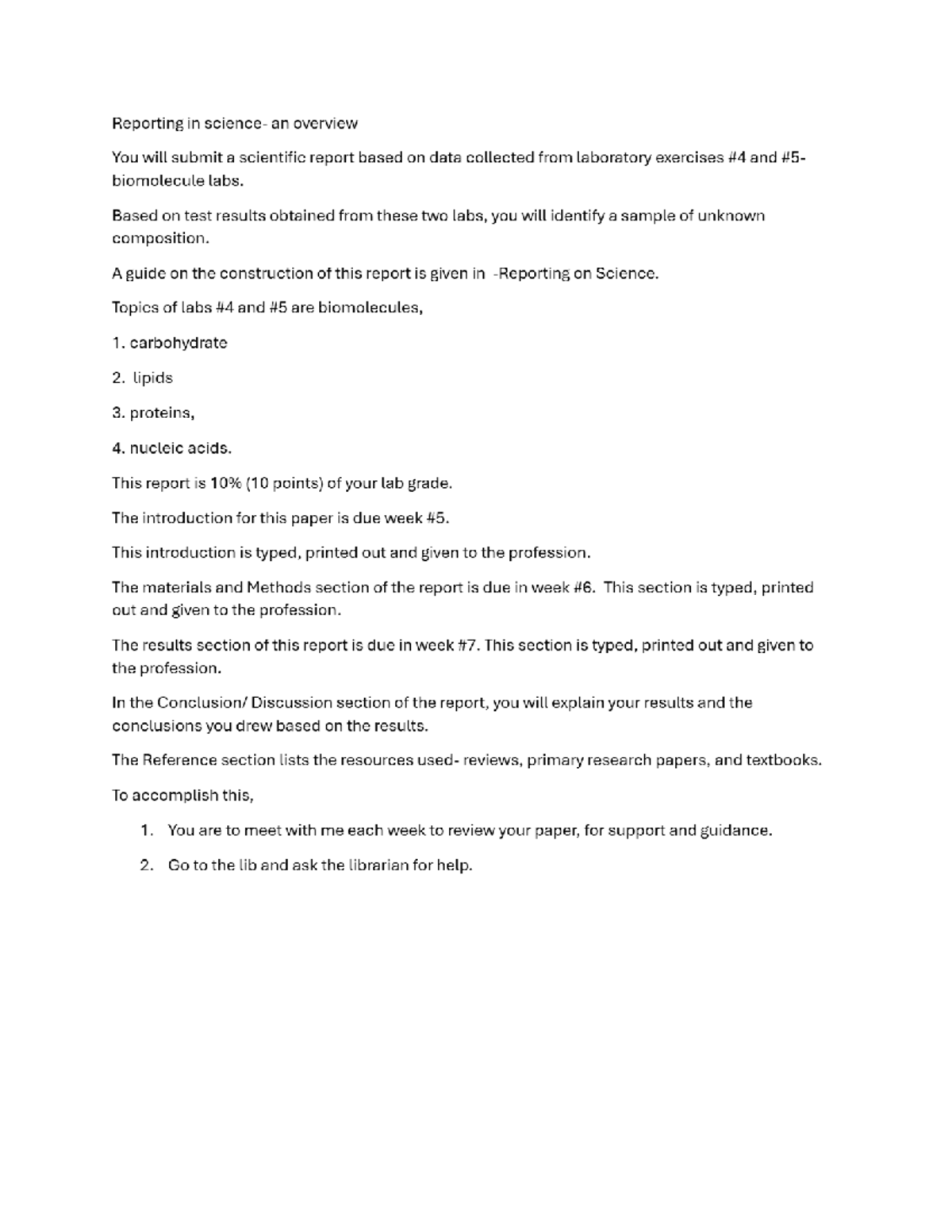 Reporting in science overview 20243 - 2025 SP Biology I BIO 1101 D930 ...