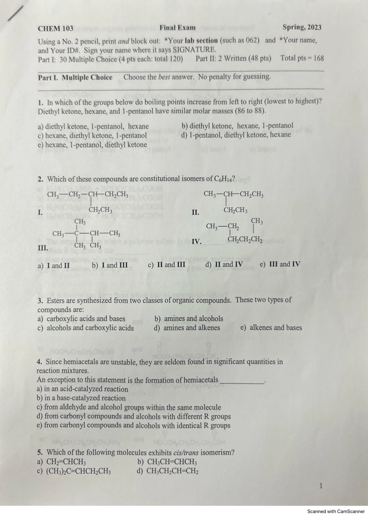 CHEM 103 Midterm Exam 2 Study Guide and Review - Studocu