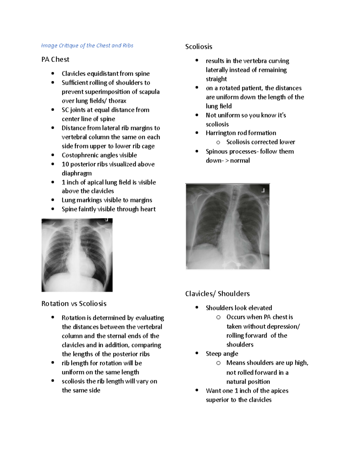 Chest Image Critique: In-Depth Notes for Effective Assessment - Studocu