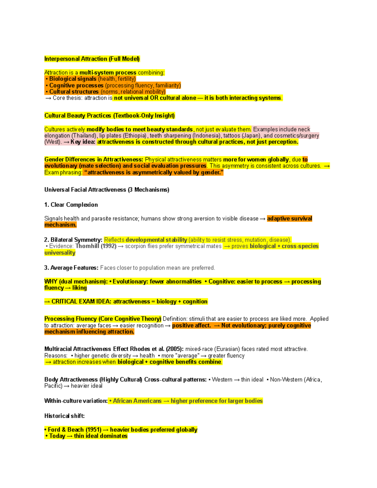 PSYC 307 Final Exam Study Guide: Interpersonal Attraction and Morality ...