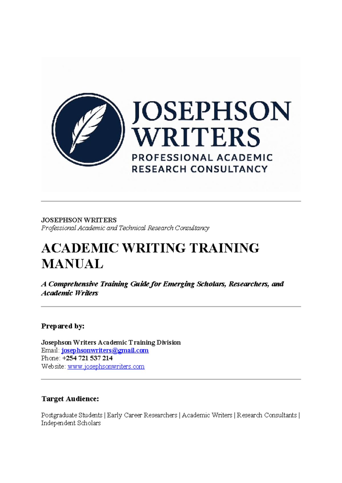 Training Manual: Academic Writing Skills Development for Postgraduates ...