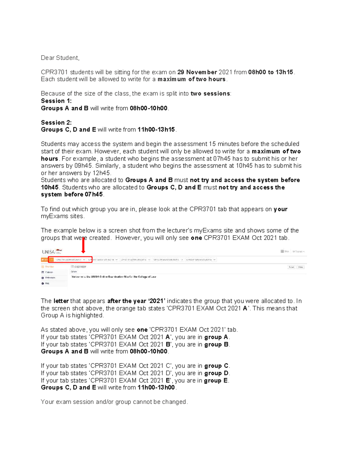 CPR3701 Final Exam Instructions and Group Allocations - Nov 2021 - Studocu