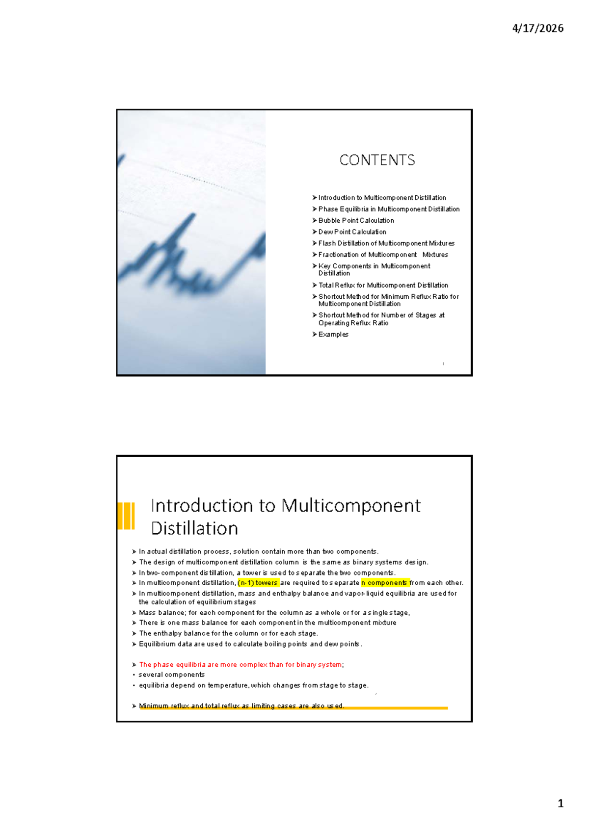 Multicomponent Distillation: Key Concepts and Calculations (CHEM 301 ...