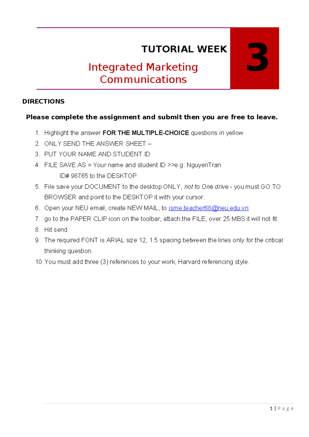 3 buyer behaviour Student COPY - TUTORIAL WEEK Integrated Marketing ...