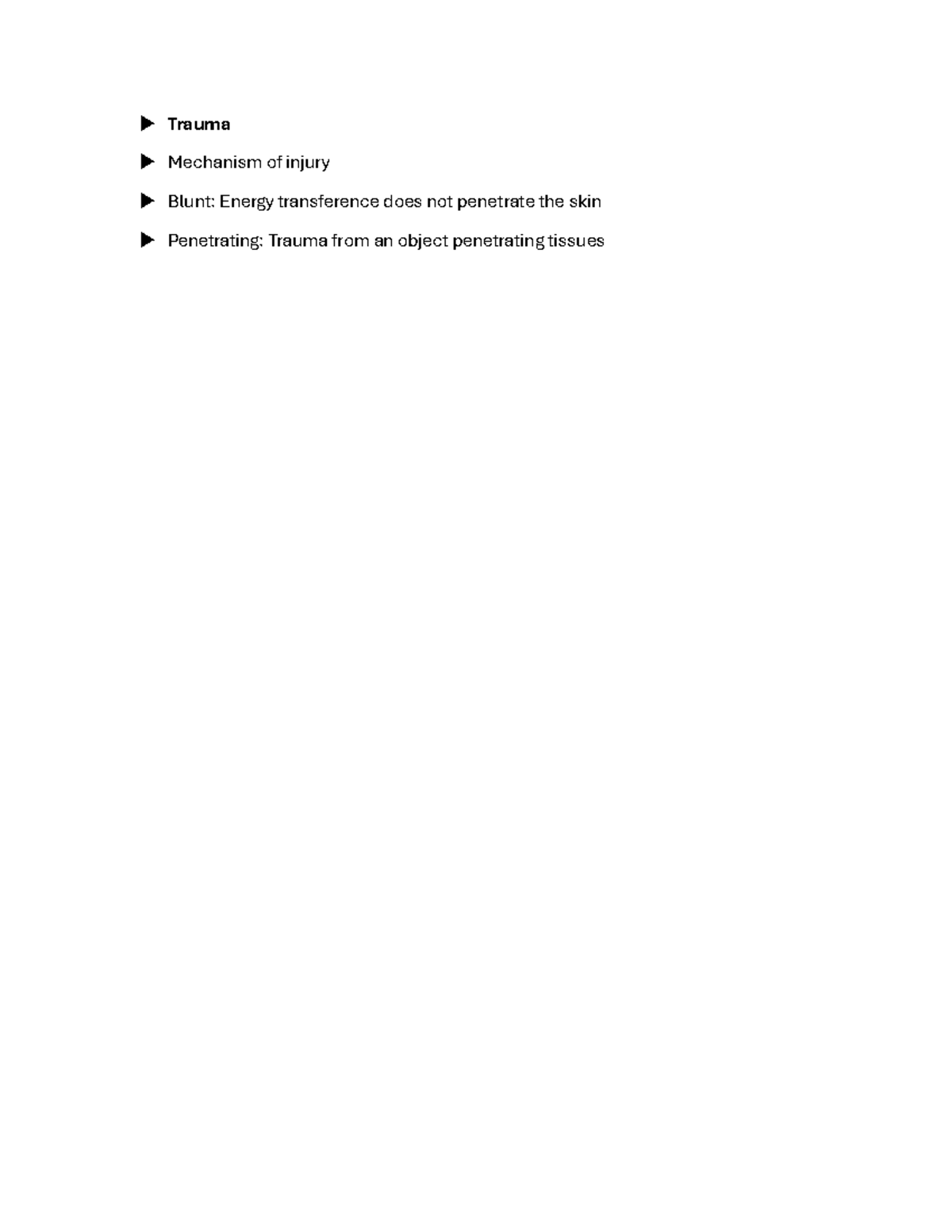 Final Exam Study Guide - Injury Mechanisms & Trauma Care [Course Code ...