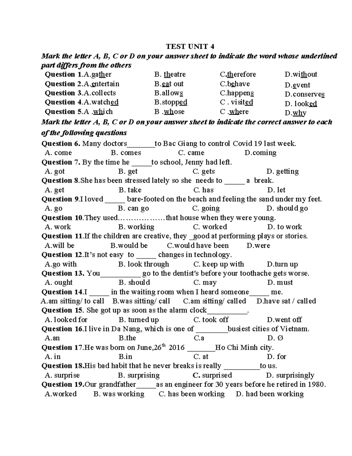 TEST 4 - Answer Key and Review Questions - Studocu