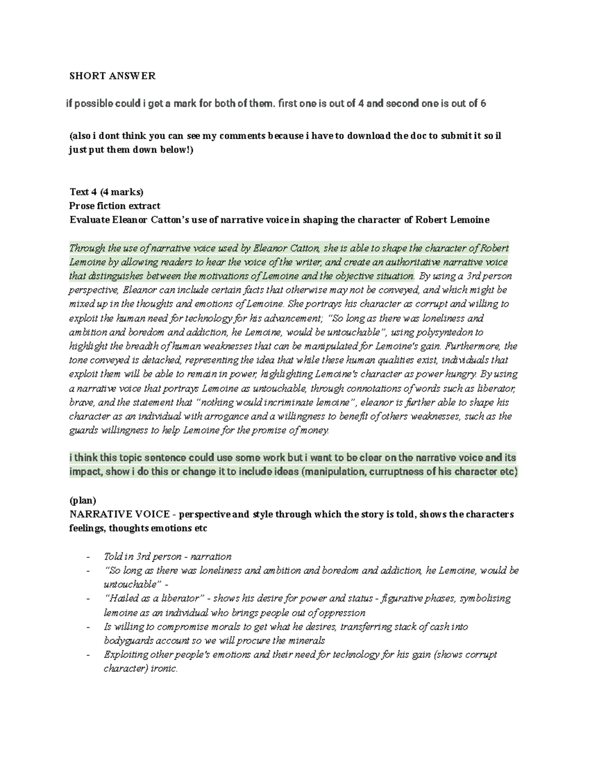 Short Answer Analysis: Narrative Voice & Tech Relationship (ASHCAM ...