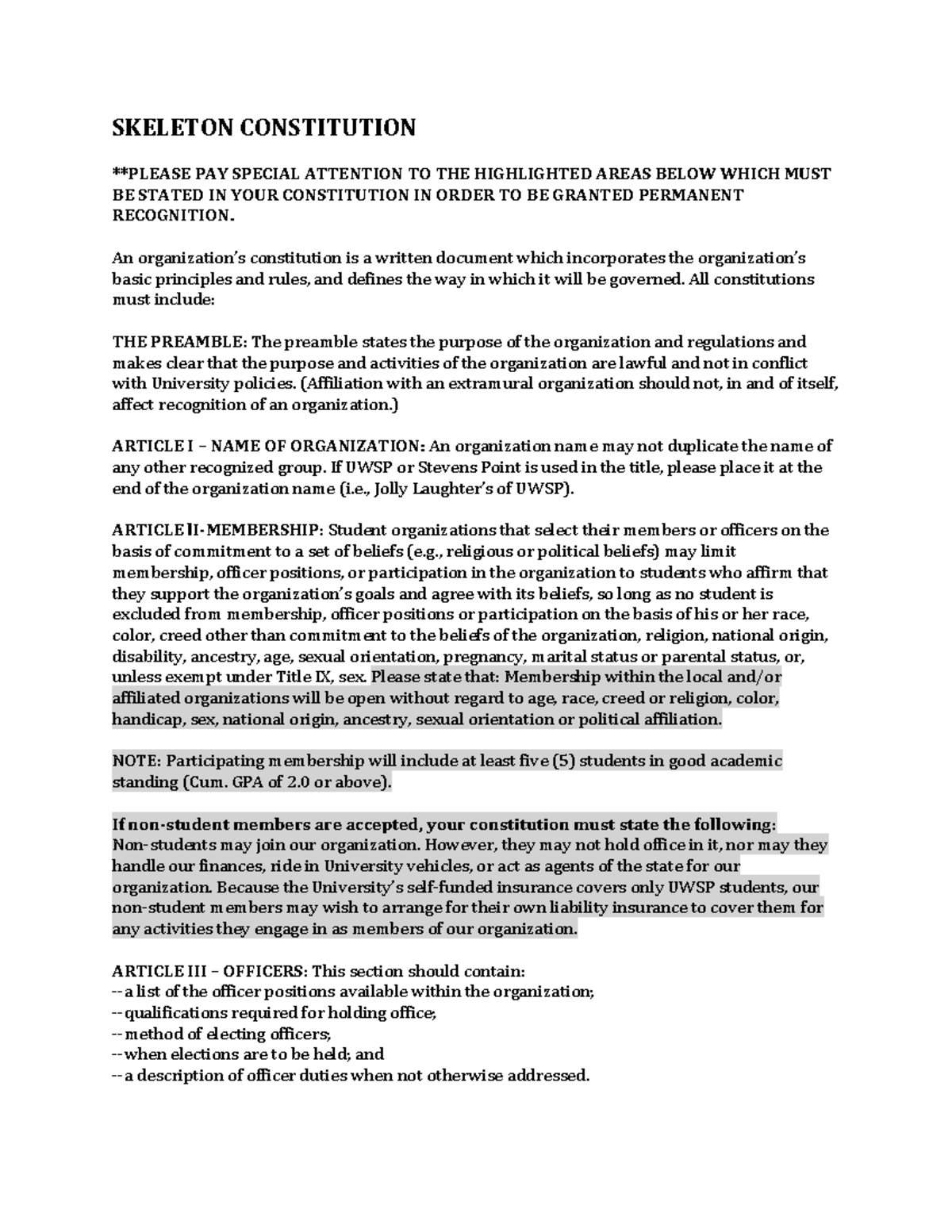Constitution Skeleton for Permanent Recognition: Key Elements to ...