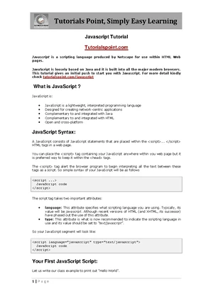 Javascript Essentials: A Comprehensive Tutorial on Coding Basics - Studocu