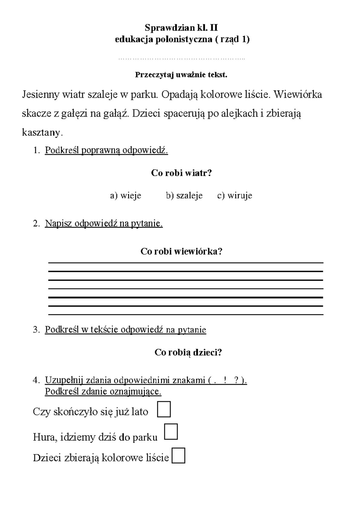 Sprawdzian Z Jezyka Polskiego Kl 2 www.studocu.com