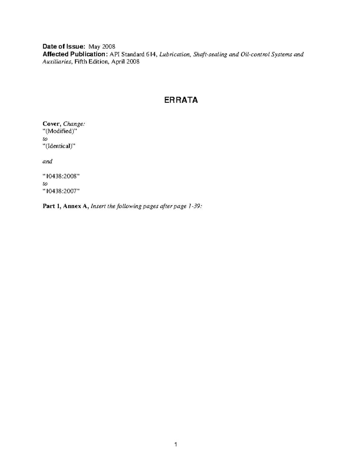 API Standard 614 - 5th Edition Errata and Datasheet Details - Studocu