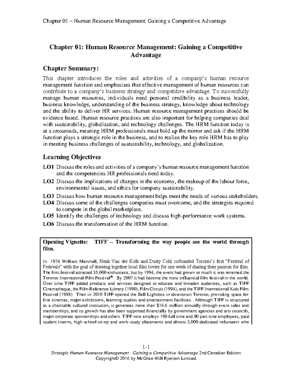 Chapter 1 - Human Resource Management: Gaining a Competitive Advantage ...