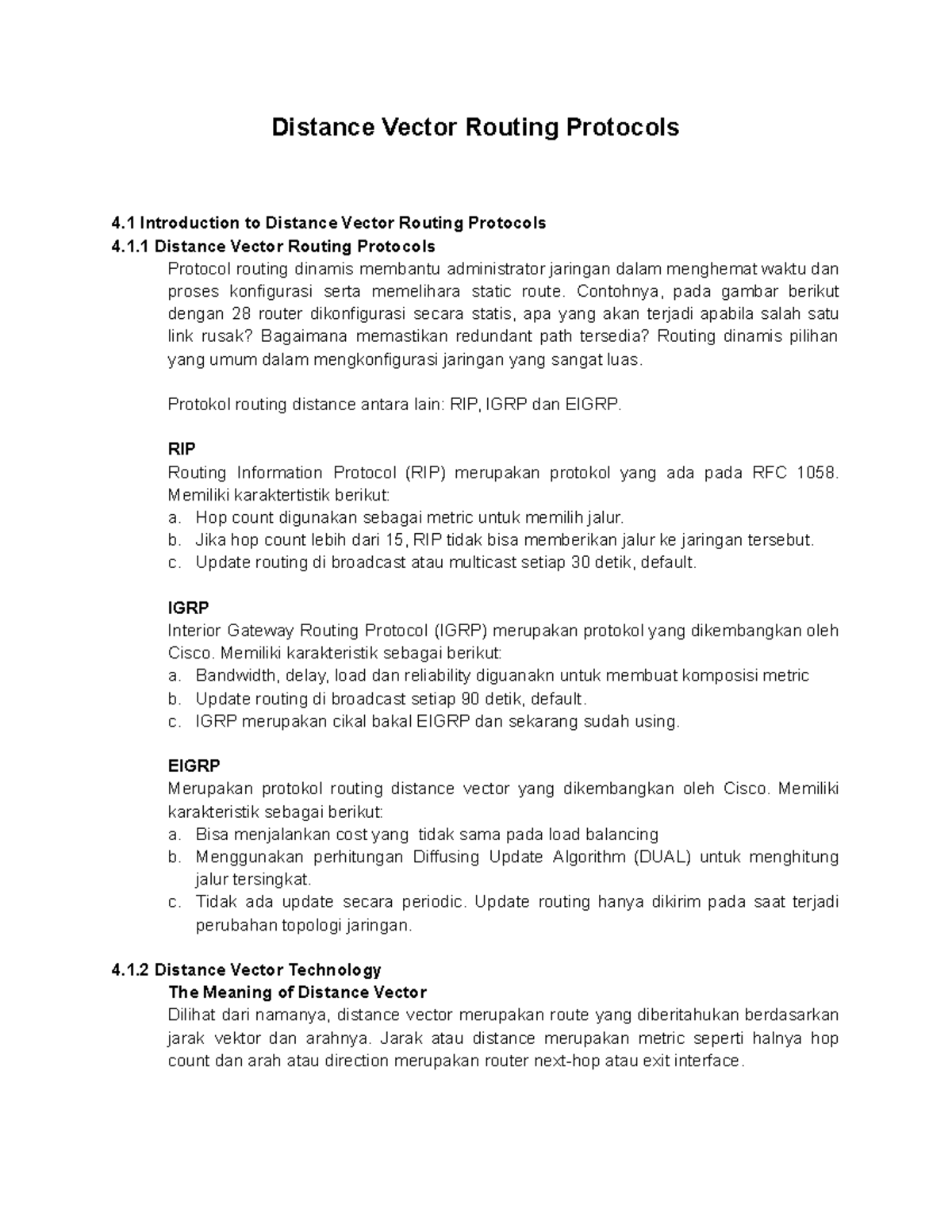 4.Distance Vector Routing Protocols - 1 Distance Vector Routing ...