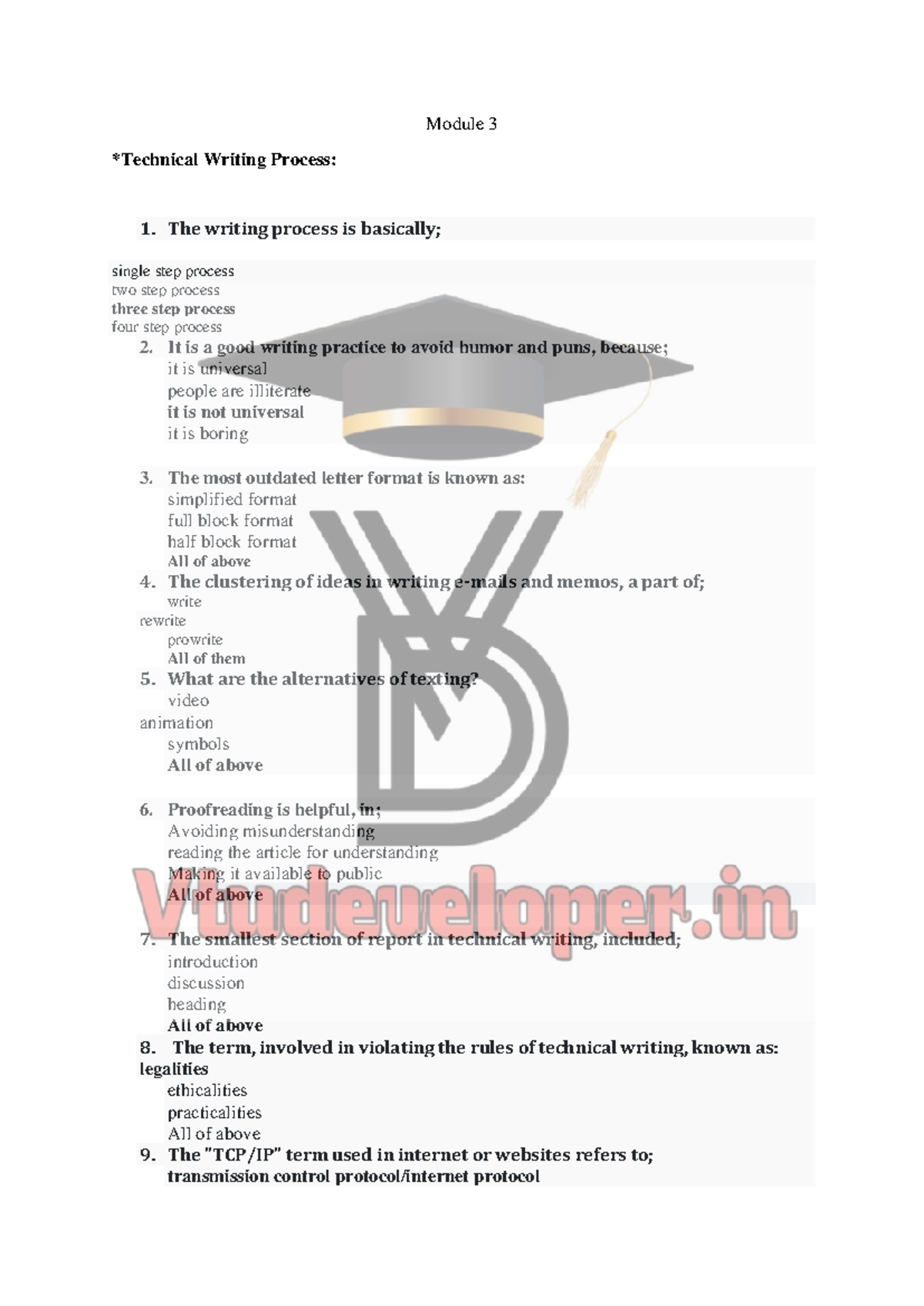 Profe Mod 3 MCQ: Writing Process and Report Writing Techniques - Studocu