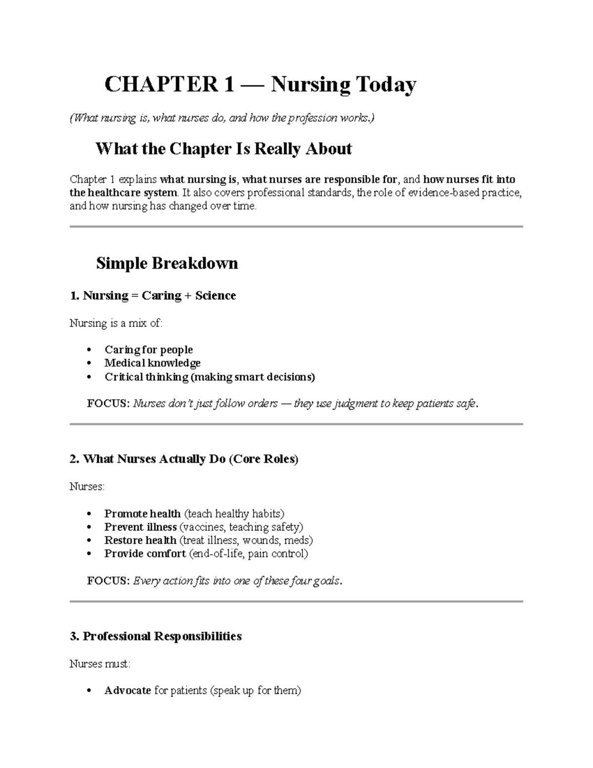 CHAPTER 1-10 Nursing Fundamentals: Exam 1 Study Guide - Studocu