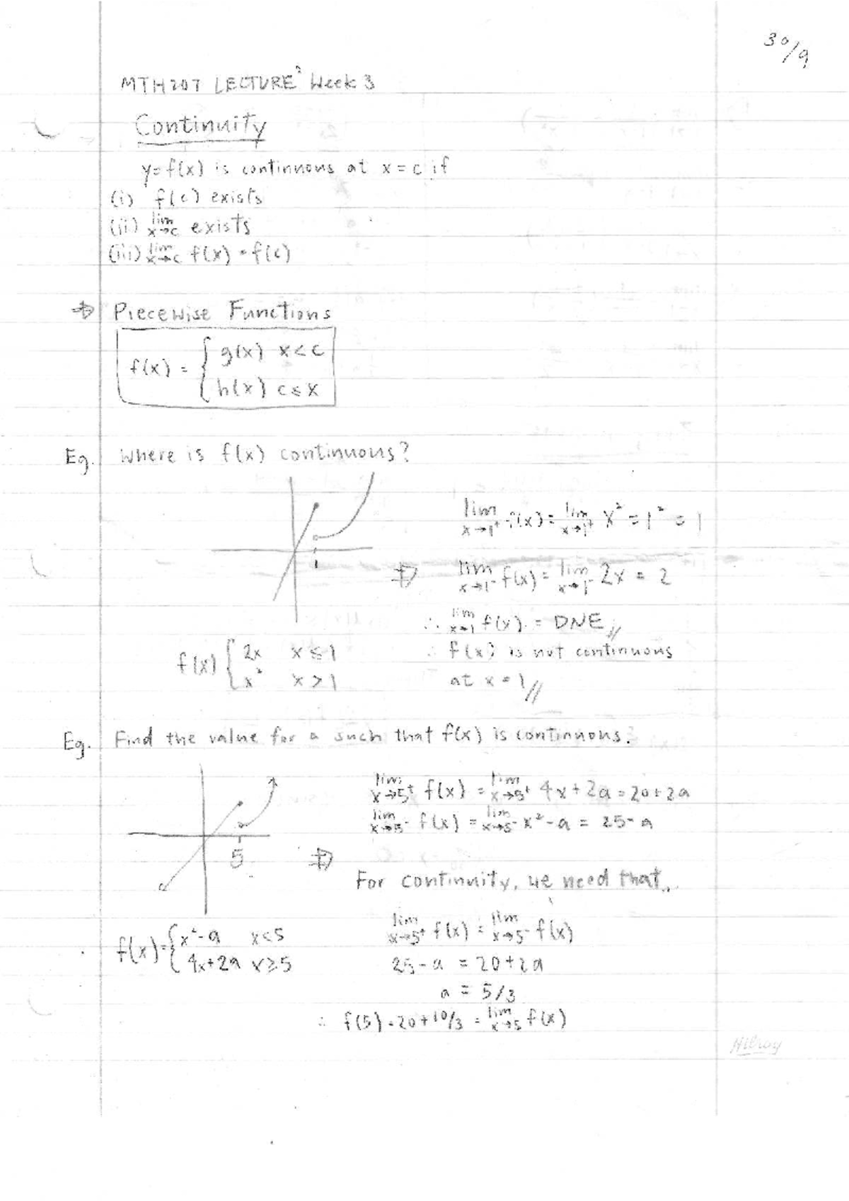 MTH207 LECTURE Week 3: Understanding Continuity and Piecewise Functions ...