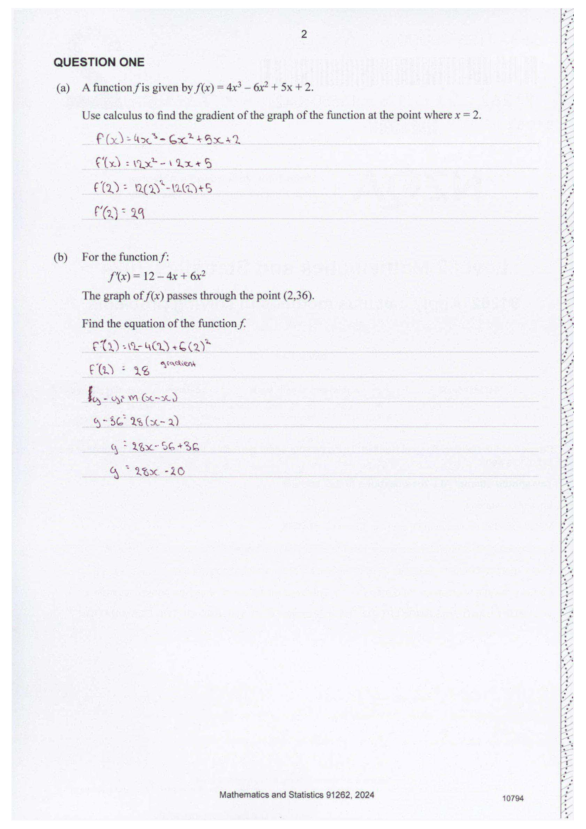 Mathematics and Statistics 91262, 2024: Level 2 Calculus Exam Notes ...