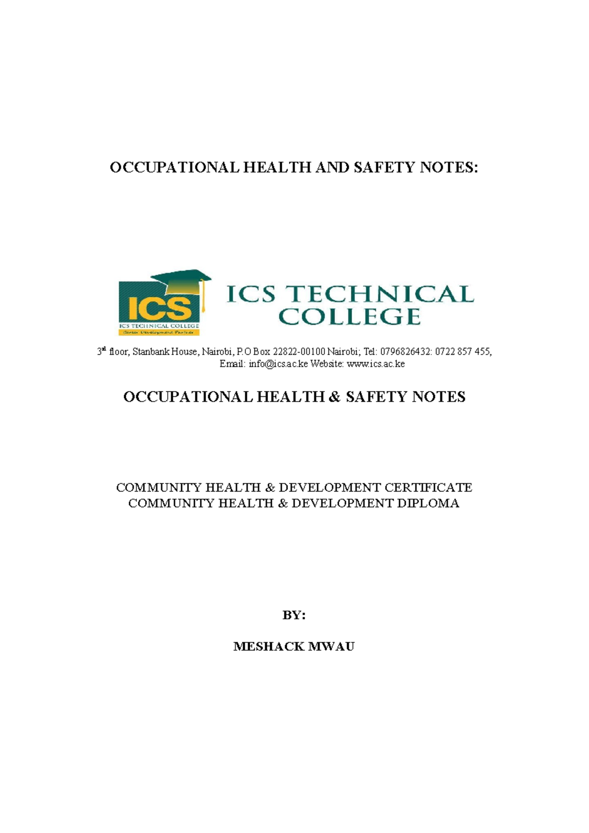 OHS Notes: Understanding Occupational Health and Safety Principles ...