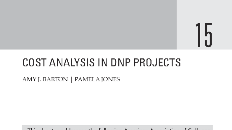 15: COST ANALYSIS IN DNP PROJECTS - A COMPREHENSIVE GUIDE - Studocu