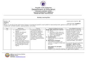 WLP 4TH WEEK 2 - weekly learning plan english - Department of Education ...