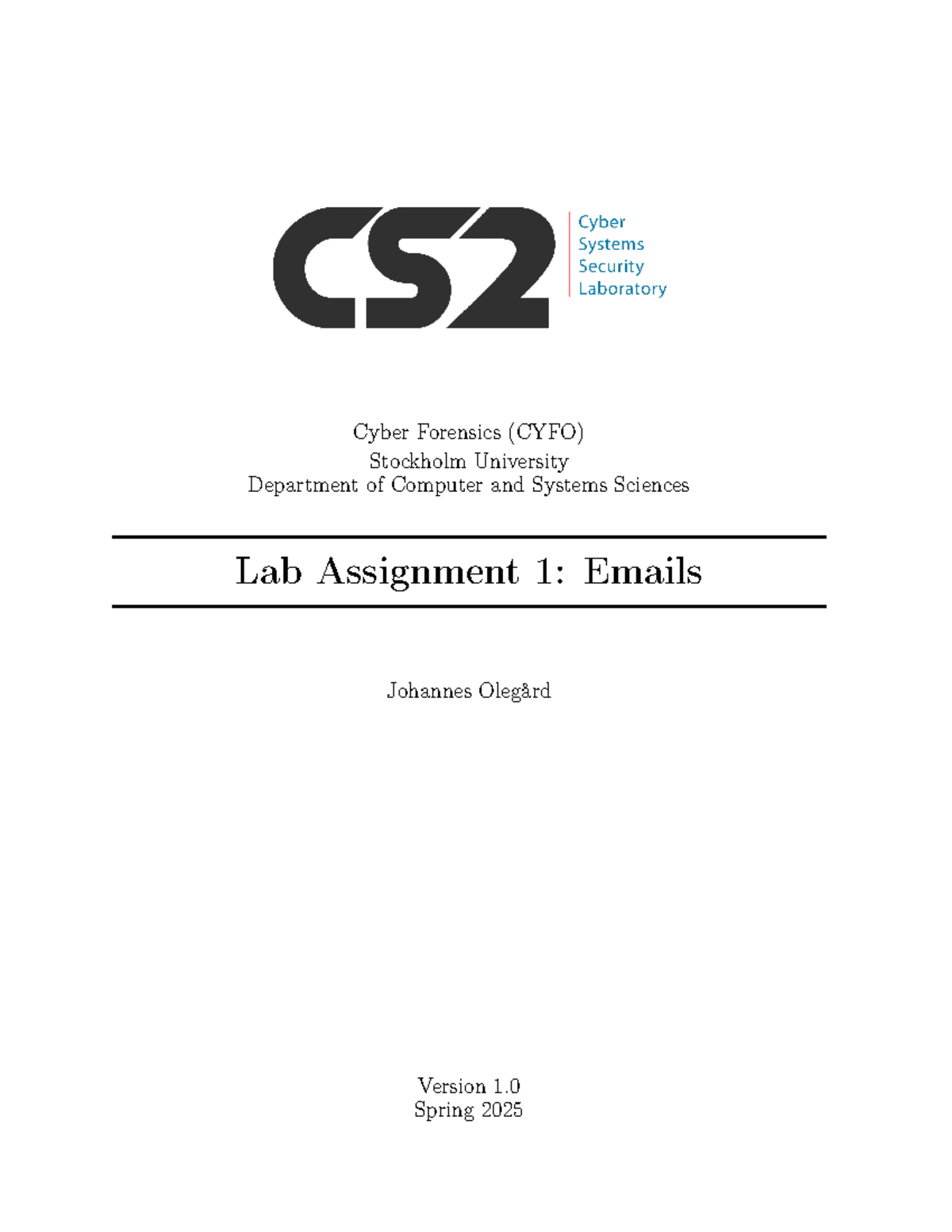 CYFO2025 Lab1 - Cyber Forensics Email Analysis Assignment - Studocu